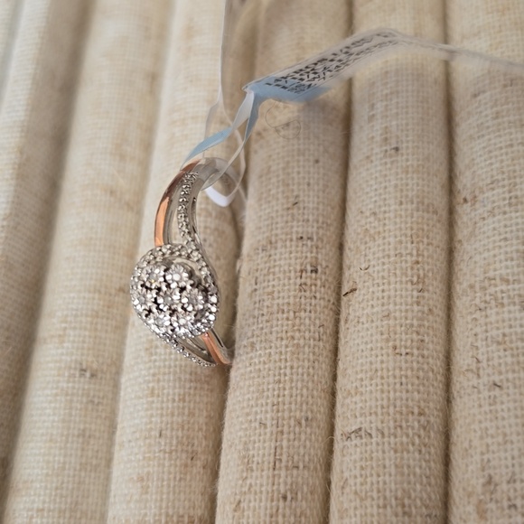 DIAMOND BLOSSOM BRAND DIAMOND RING 14K ROSE GOLD OVER STERLING SILVER SIZE 7 - Picture 14 of 16